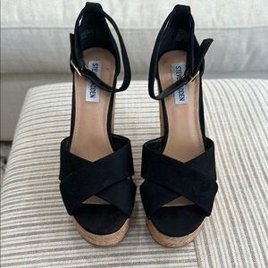 Steve Madden Black Platform Shoes with Ankle Strap